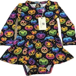 2T Bums & Roses Glow Pumpkin Dress with Bodysuit